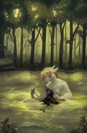 2 busts in a complex background: 40+40+25 = 105